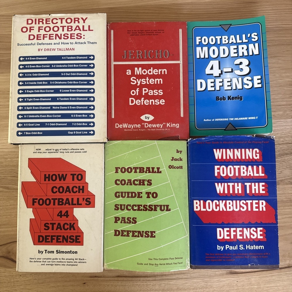 Vintage Football Lot 6 Hardcover Books Defense Coaching
